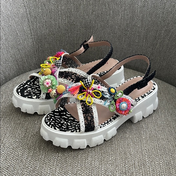 Betsey Johnson Shoes - Betsey Johnson Graysen Embellished Platform Lug-Sole Sandals